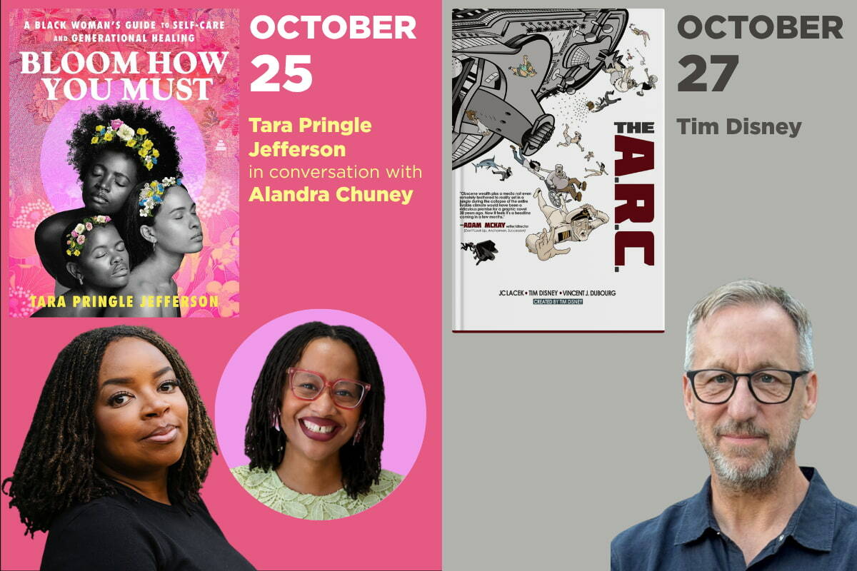 On October 25, hear Tara Pringle Jefferson with Alexa. On October 27, hear Tim Disney.