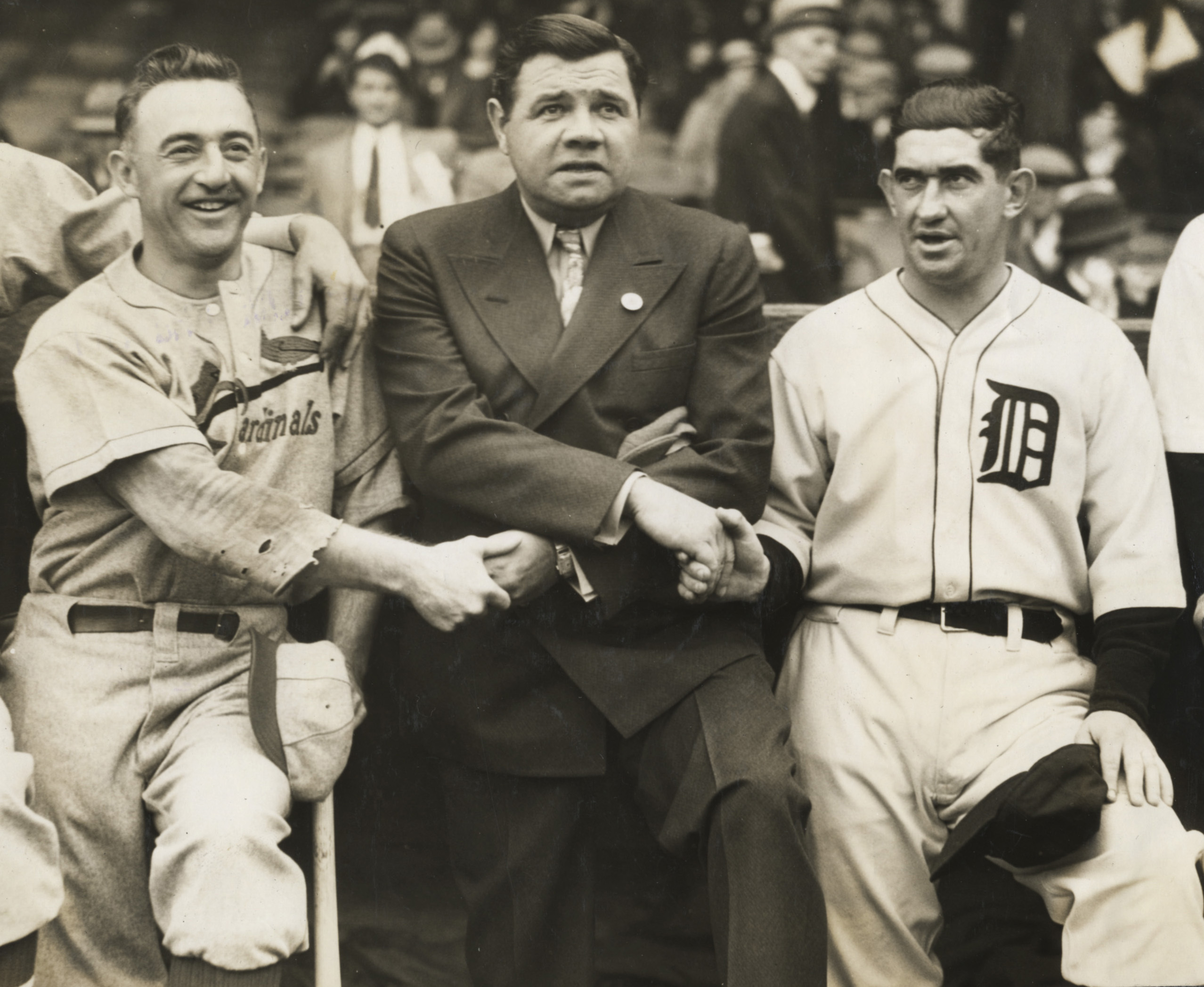 Babe Ruth, Mickey Cochrane and Frankie Frisch