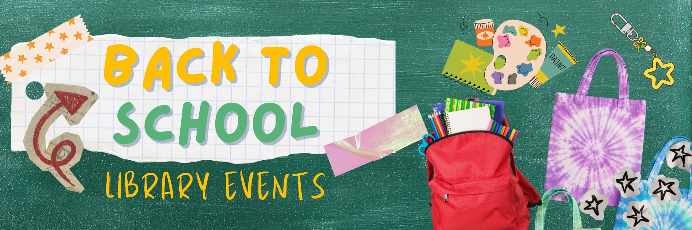Back to School backpacks, library charms, art supplies