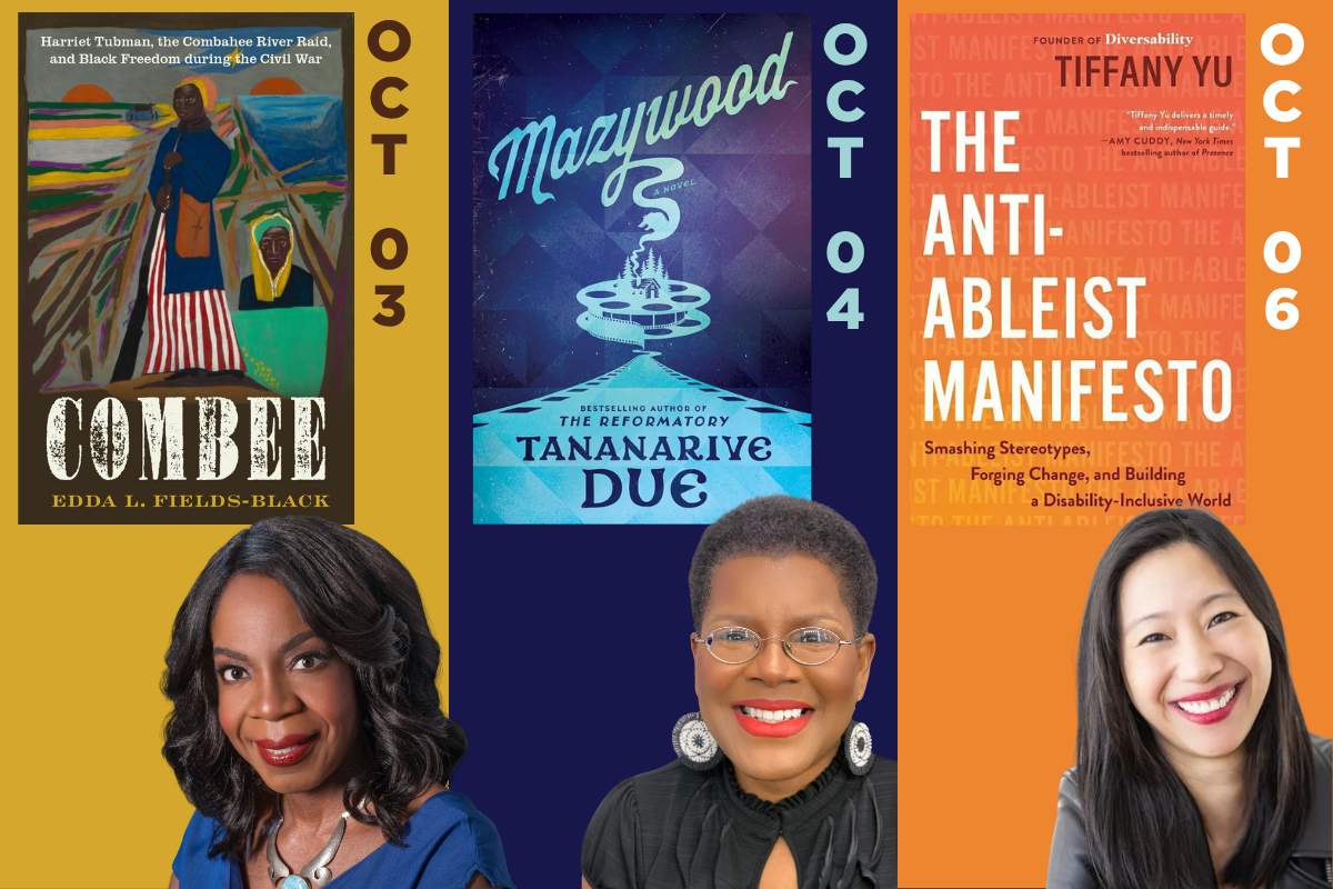 On October 3, hear Dr. Edda L Fields-Black. On October 4, hear Tananarive Due. On October 6, hear Tiffany Yu.