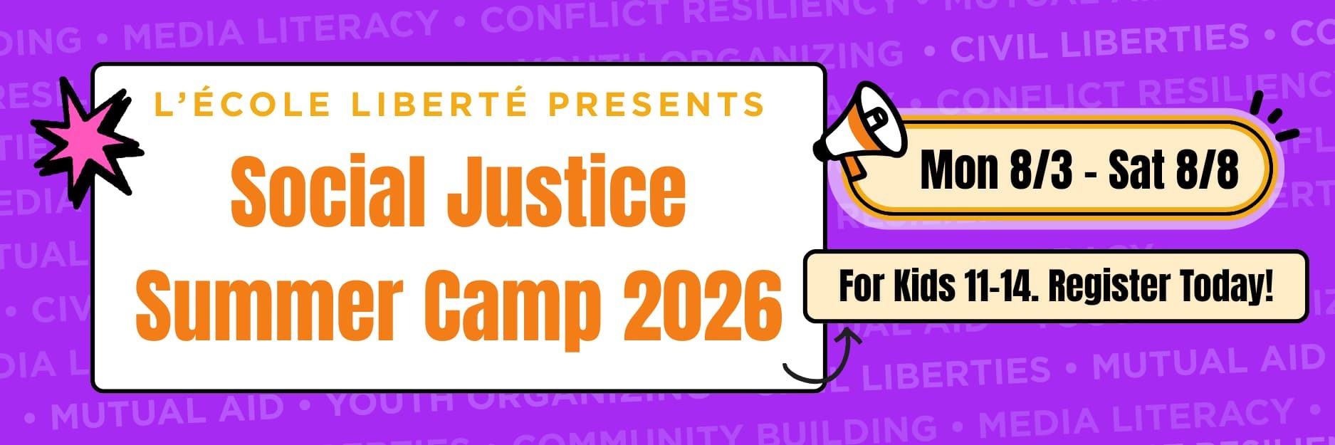 Social Justice Summer Camp Banner1