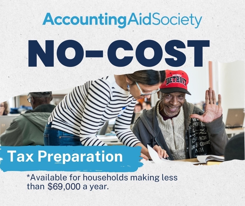 Accounting Aid Society member providing no cost tax assistance to Detroit resident