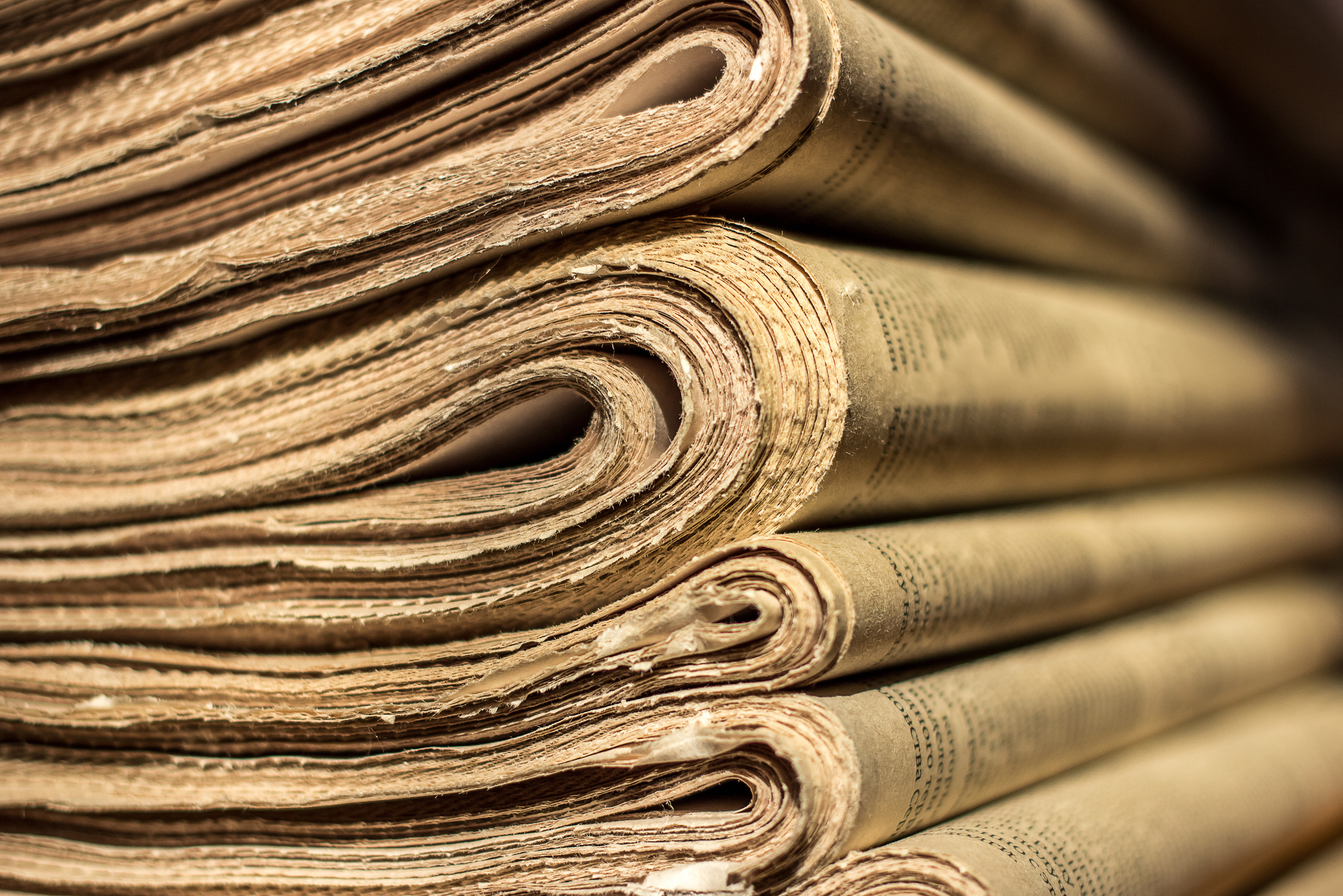 Stack of old newspapers